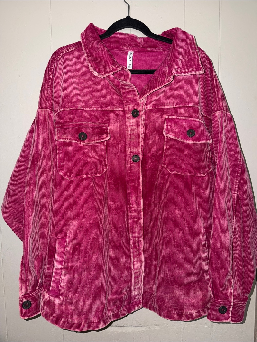 Zenana Outfitters Fuchsia Corduroy Shacket